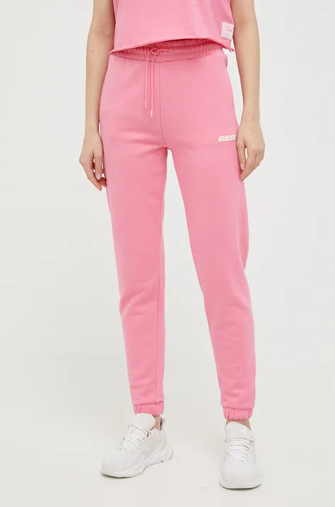 Спортивные штаны Guess цвет розовый с принтом