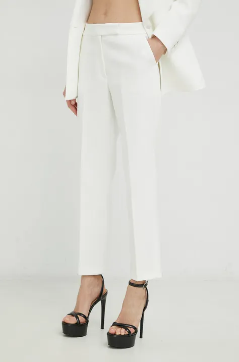 Kalhoty Ivy Oak dámské, bílá barva, jednoduché, high waist, IO1100X5124