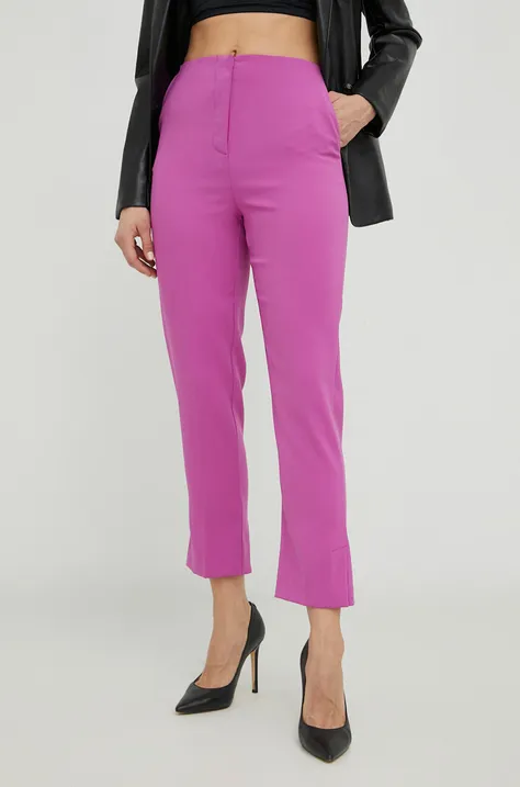 Панталон Patrizia Pepe в лилаво със стандартна кройка, с висока талия