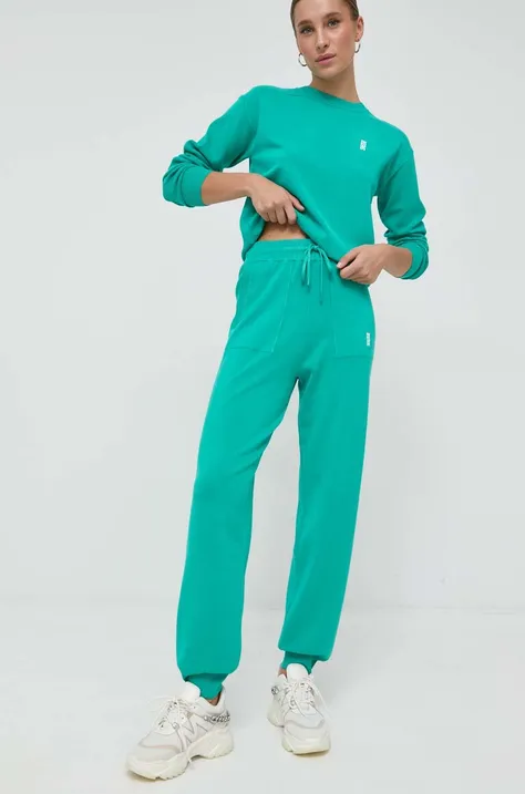 Спортивные штаны Patrizia Pepe женские цвет зелёный однотонные