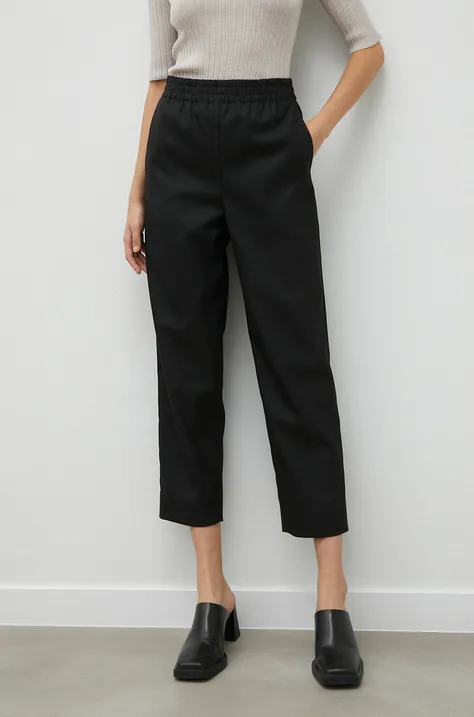 Kalhoty By Malene Birger dámské, černá barva, jednoduché, high waist