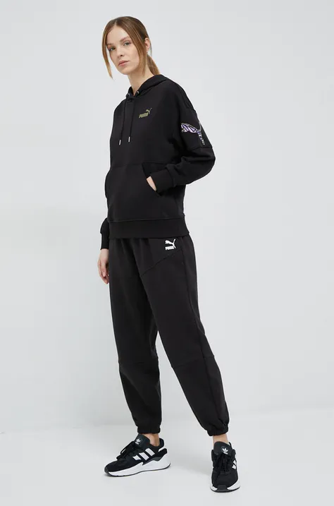 Puma spodnie dresowe bawełniane kolor czarny gładkie 538339-01