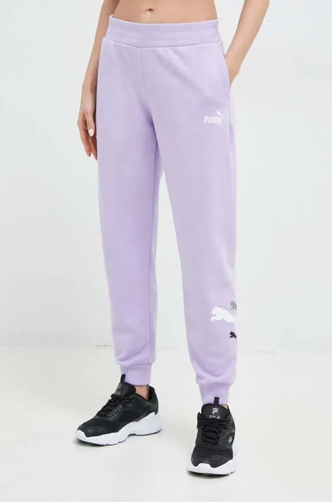 Спортивні штани Puma колір фіолетовий з принтом