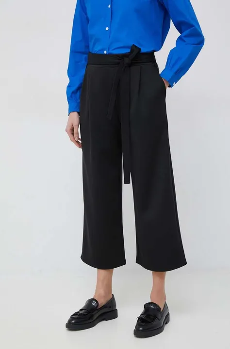 Dkny spodnie damskie kolor czarny szerokie high waist