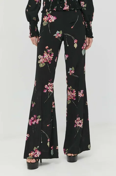Twinset pantaloni femei, culoarea negru, evazati, high waist