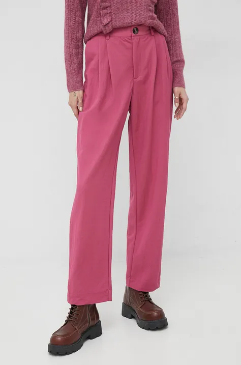 Pepe Jeans spodnie Colette damskie kolor różowy proste high waist