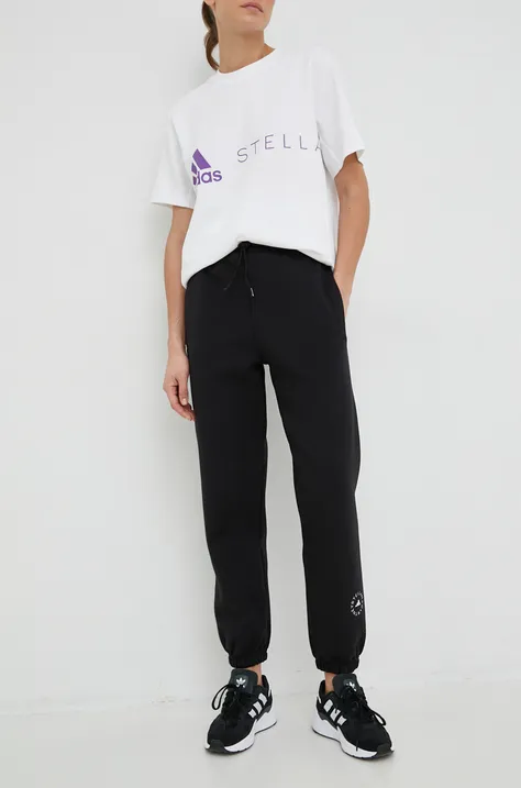 adidas by Stella McCartney pantaloni de trening femei, culoarea negru, uni HR2208