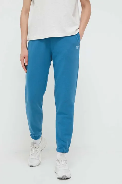 Спортивні штани Reebok колір бірюзовий однотонні