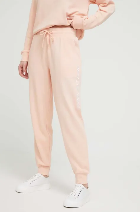 Спортивные штаны Emporio Armani Underwear цвет розовый с принтом