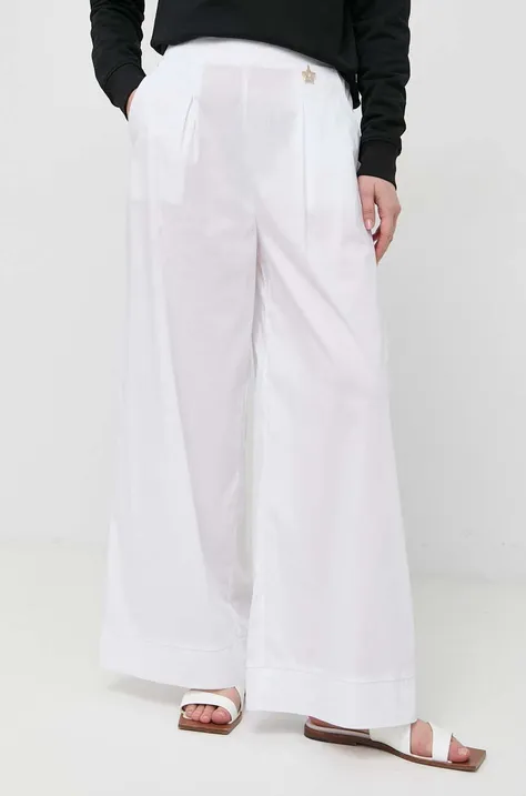 Панталон Liu Jo в бяло с широка каройка, с висока талия