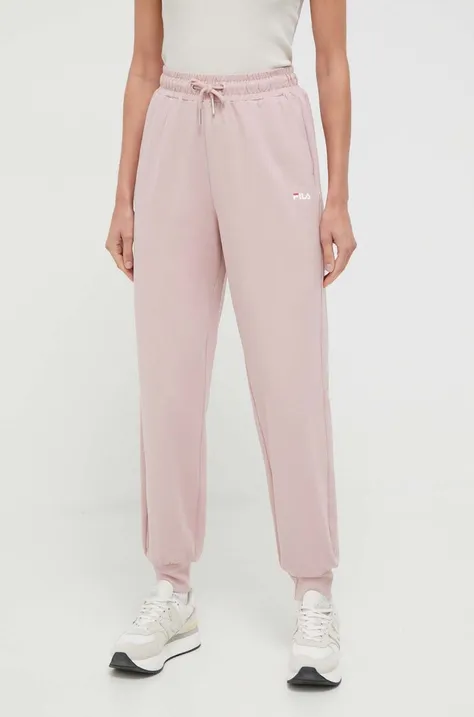 Спортен панталон Fila в розово с изчистен дизайн
