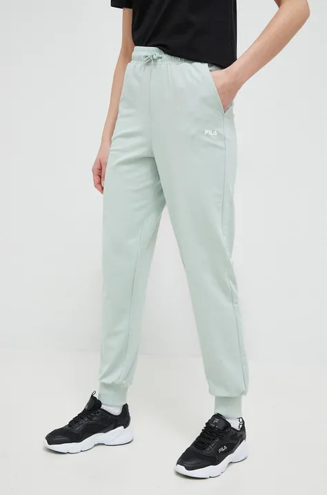 Спортивні штани Fila колір бірюзовий однотонні