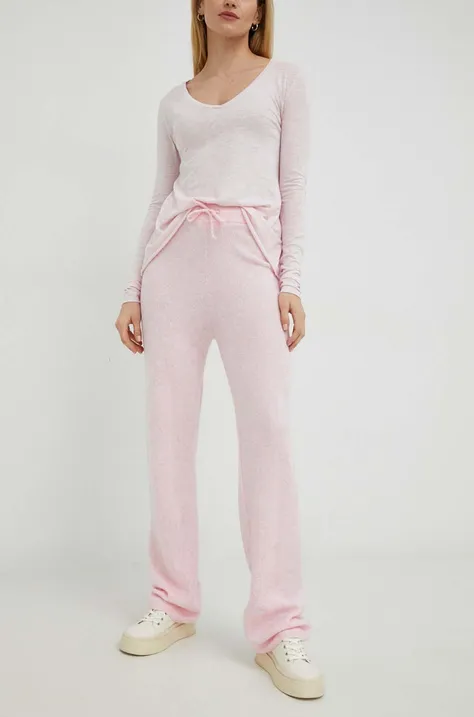 Παντελόνι από μείγμα μαλλιού American Vintage χρώμα: ροζ