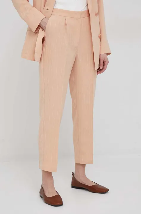 Pennyblack spodnie damskie kolor pomarańczowy proste high waist