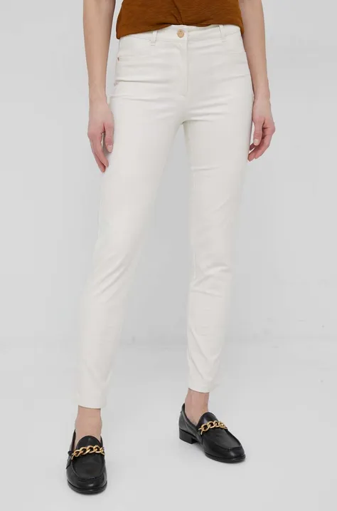 Pennyblack spodnie damskie kolor beżowy proste medium waist