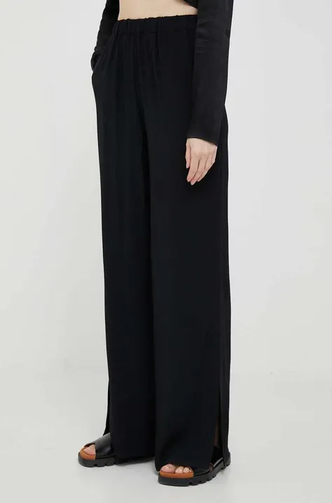 Штани Sisley жіночі колір чорний пряме висока посадка