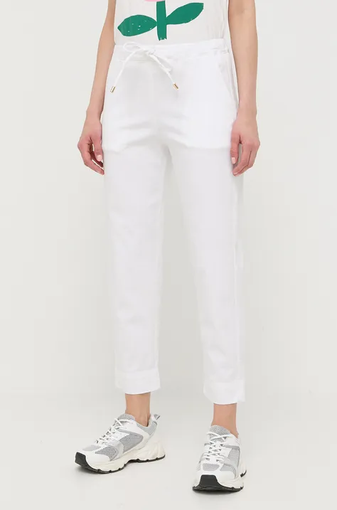 Max Mara Leisure spodnie damskie kolor biały proste high waist