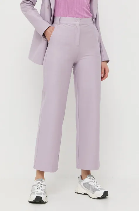 Max Mara Leisure spodnie damskie kolor fioletowy proste high waist