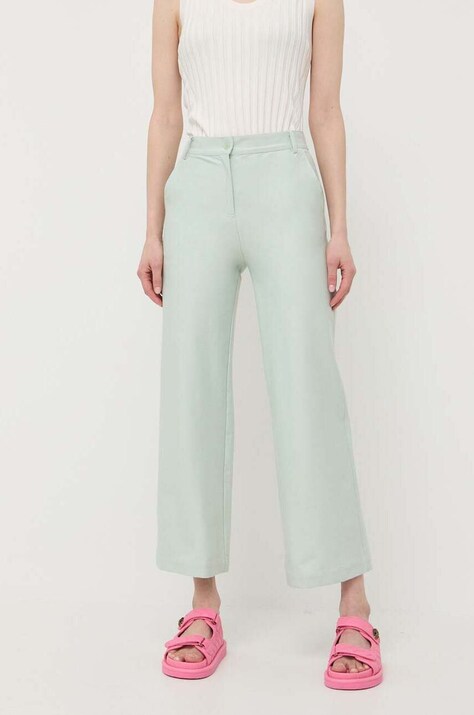 Max Mara Leisure nadrág női, zöld, magas derekú egyenes