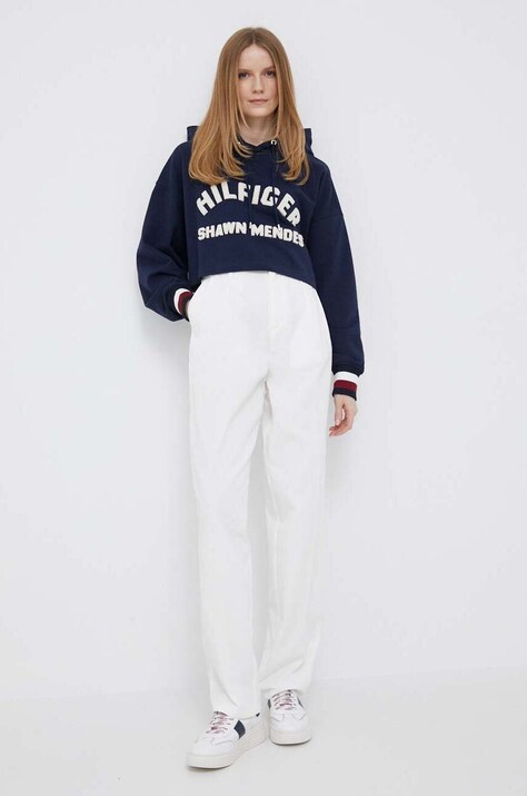 Βαμβακερό παντελόνι Tommy Hilfiger x Shawn Mendes χρώμα: άσπρο