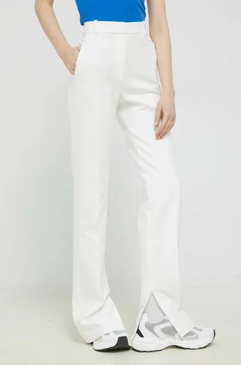 HUGO spodnie damskie kolor biały proste high waist