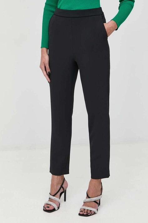 Pinko pantaloni femei, culoarea negru, fason tigareta, high waist