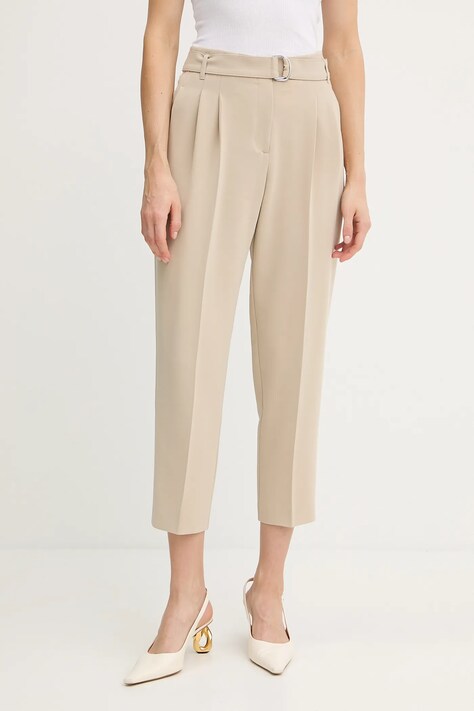 Kalhoty BOSS dámské, růžová barva, high waist