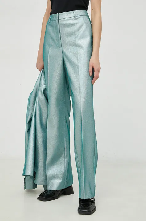 Bruuns Bazaar spodnie Feverfew Eleza damskie kolor niebieski proste high waist