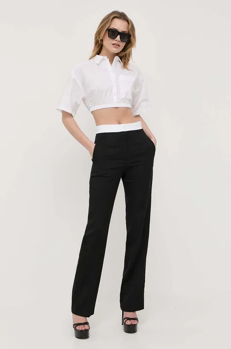 Вовняні штани Victoria Beckham колір чорний пряме висока посадка
