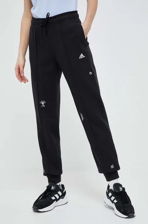 adidas spodnie dresowe bawełniane kolor czarny z aplikacją