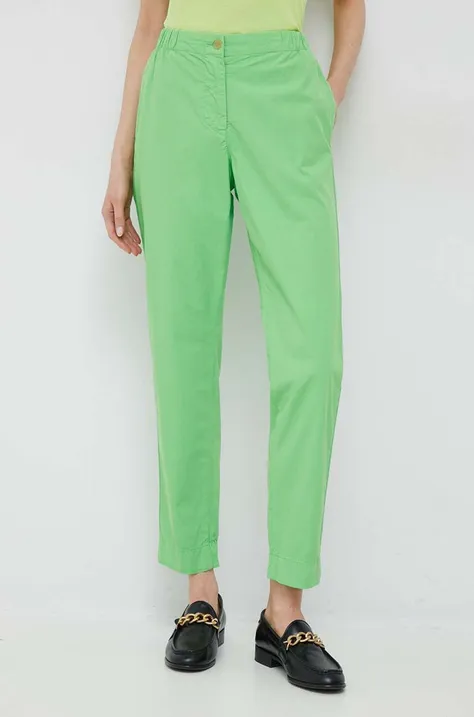 Tommy Hilfiger spodnie bawełniane kolor zielony proste high waist