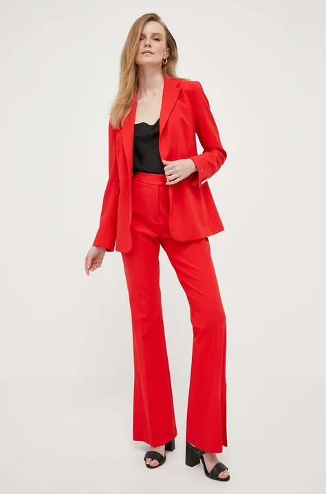 Tommy Hilfiger spodnie damskie kolor czerwony dzwony high waist