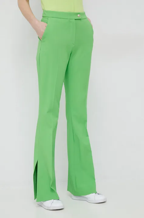Hlače Tommy Hilfiger za žene, boja: zelena, trapez, visoki struk