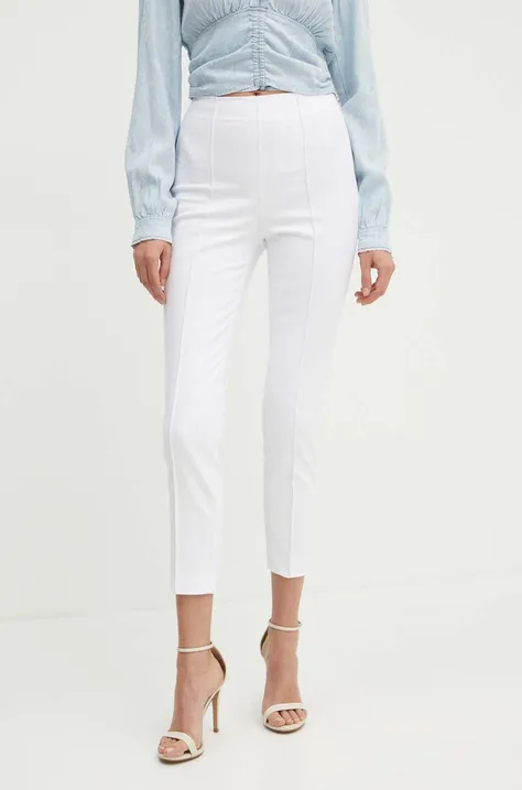 Marciano Guess pantaloni NEW ELLIE femei, culoarea alb, fason tigareta, high waist, 2GGB12 7246Z