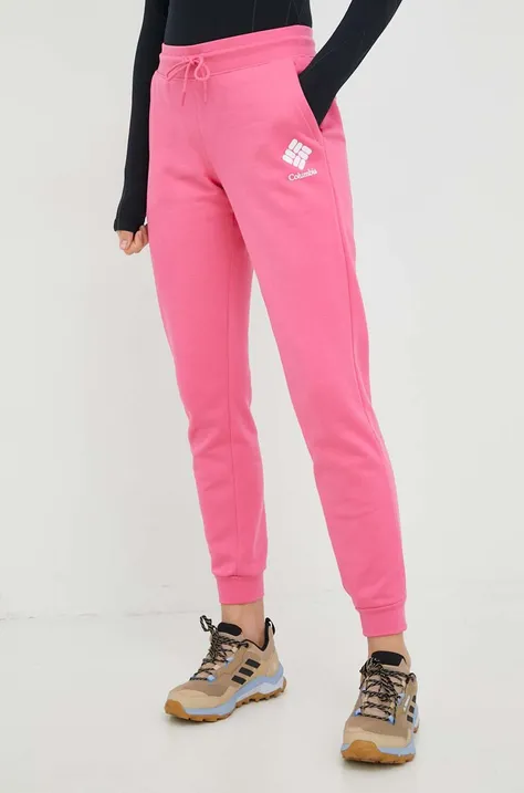 Спортивні штани Columbia жіночі колір рожевий однотонні