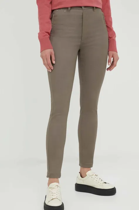 G-Star Raw spodnie damskie kolor brązowy dopasowane high waist