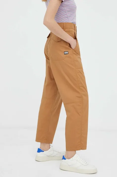 G-Star Raw spodnie damskie kolor brązowy proste high waist