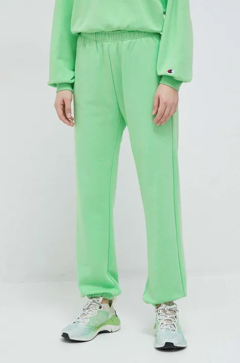 Champion spodnie dresowe kolor zielony gładkie