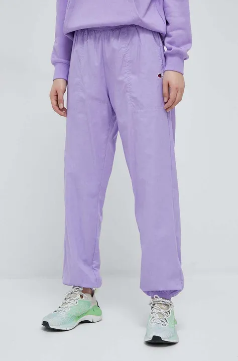 Βαμβακερό παντελόνι Champion χρώμα: μοβ