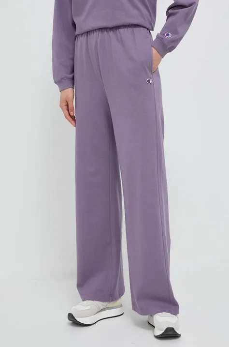 Памучен спортен панталон Champion в лилаво с изчистен дизайн