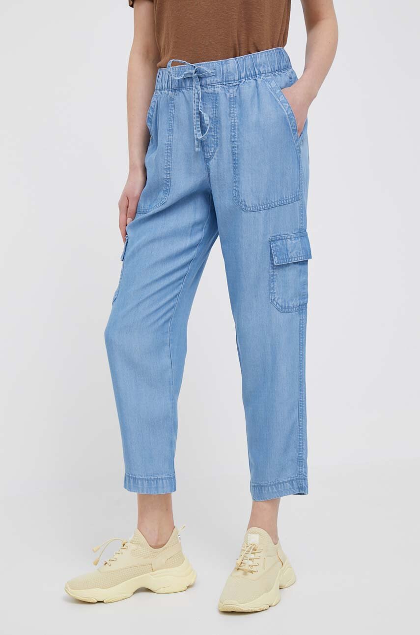 GAP spodnie damskie kolor niebieski proste high waist