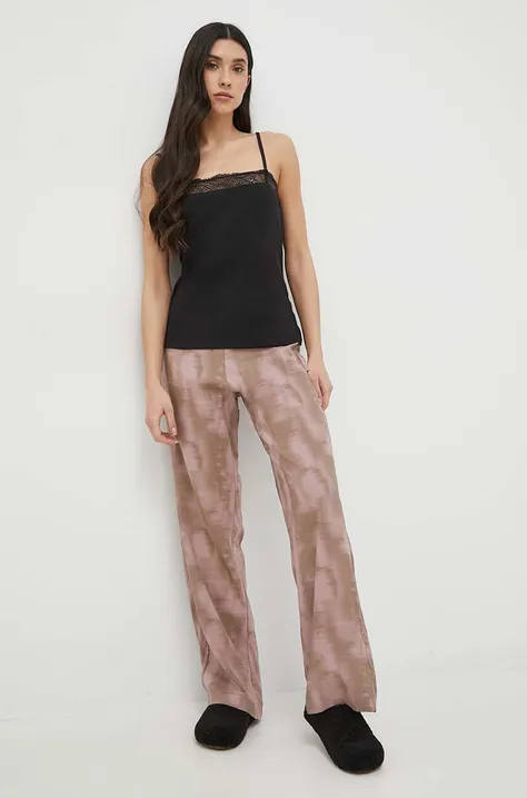 Пижамные брюки Calvin Klein Underwear женские цвет бежевый