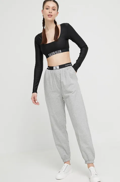 Homewear pamučne hlače Calvin Klein Underwear boja: siva, melanž
