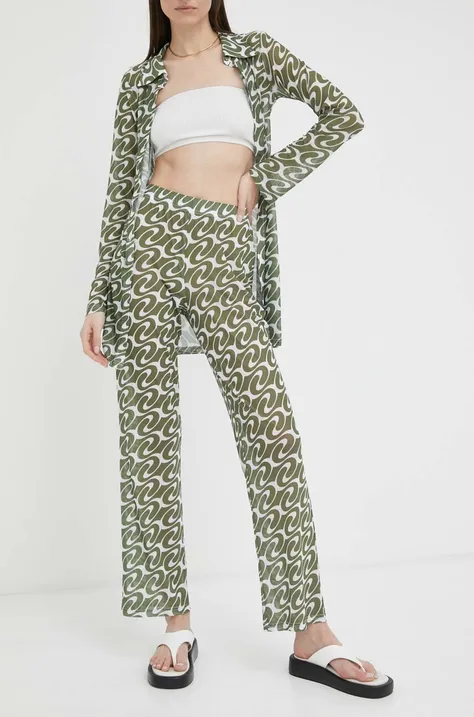 Résumé spodnie damskie kolor zielony proste high waist