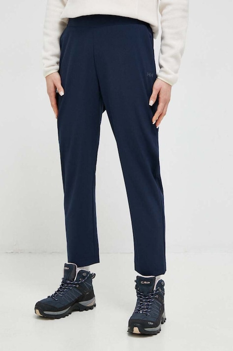 Helly Hansen pantaloni sport Thalia 2.0 femei, culoarea albastru marin, drept, high waist, 34325