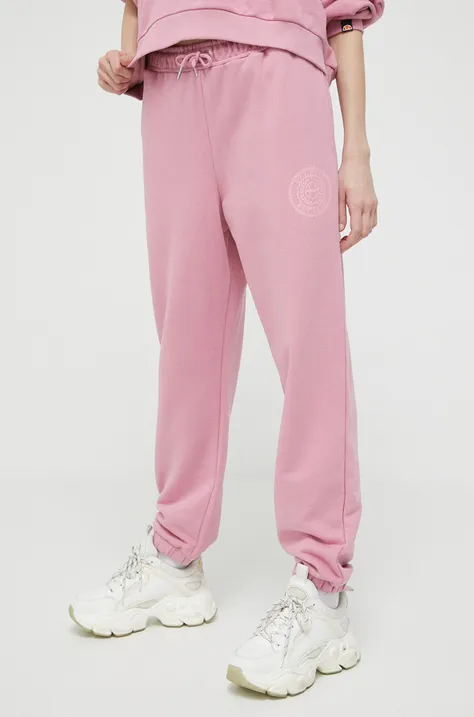 Ellesse spodnie dresowe kolor różowy z nadrukiem