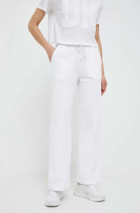 Dkny spodnie dresowe kolor biały gładkie