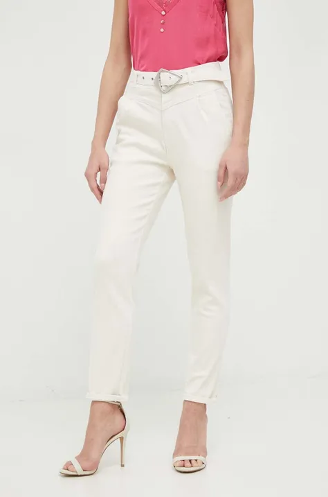 Kalhoty Morgan dámské, béžová barva, jednoduché, high waist