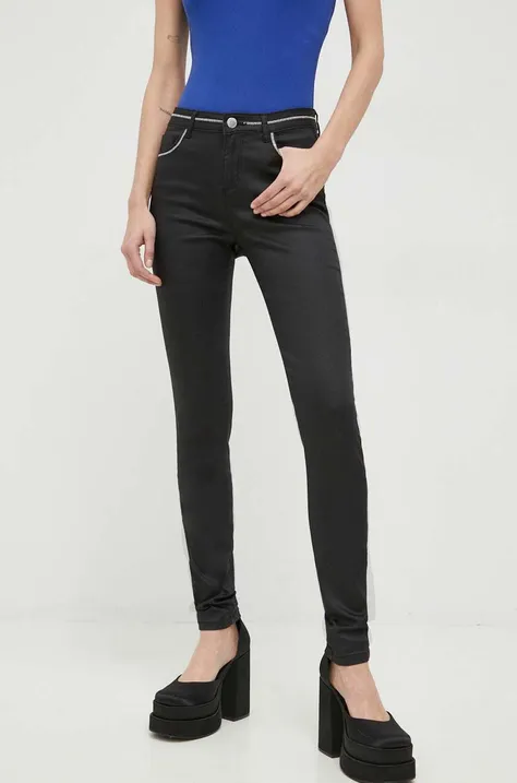 Morgan pantaloni femei, culoarea negru, mulata, high waist