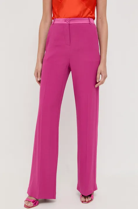 Patrizia Pepe spodnie damskie kolor różowy proste high waist